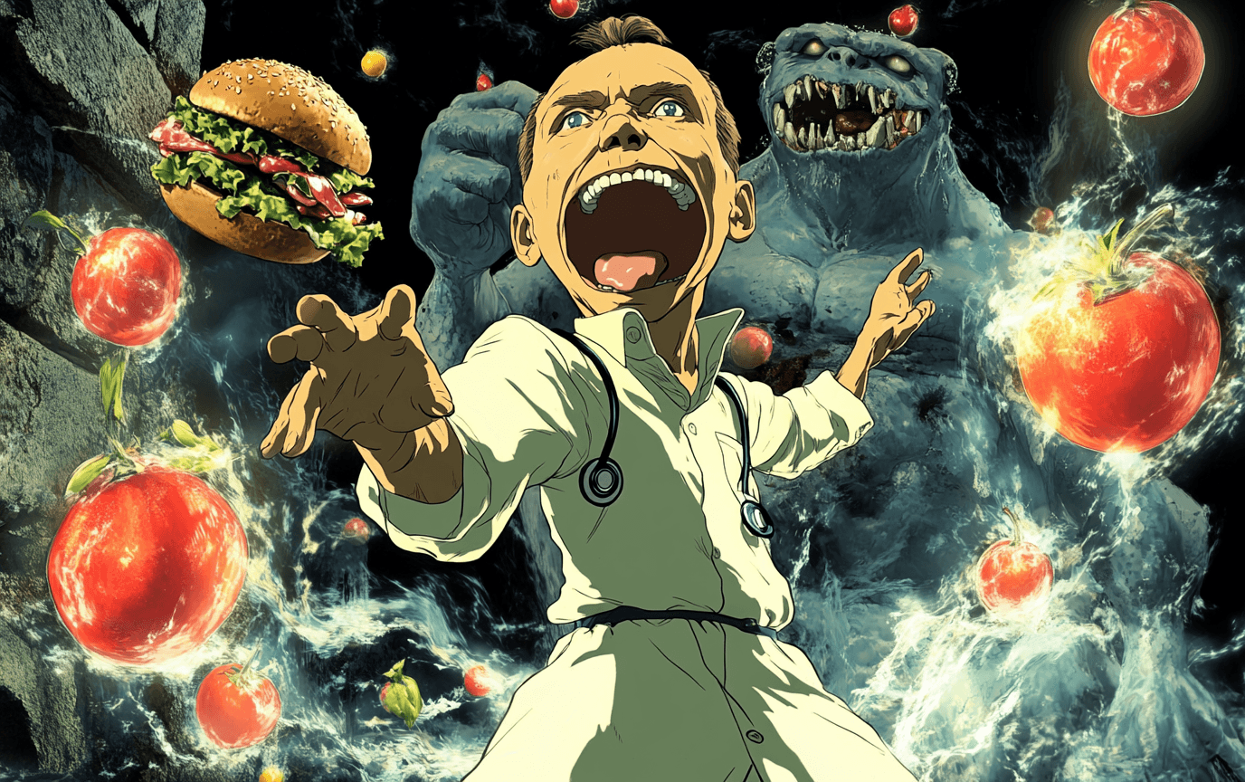 Женщина, борющаяся с самосаботажем в похудении, задумчиво смотрит на еду после срыва.