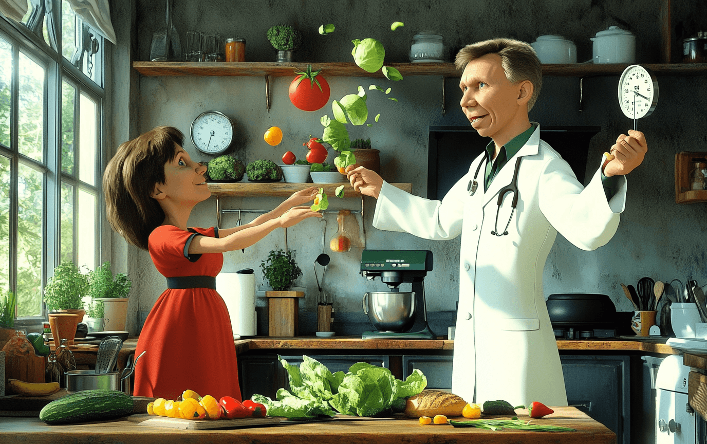 Изображение, иллюстрирующее эмоциональное переедание, со сладостями на столе, символизирует связь между психологией голода и аппетита.